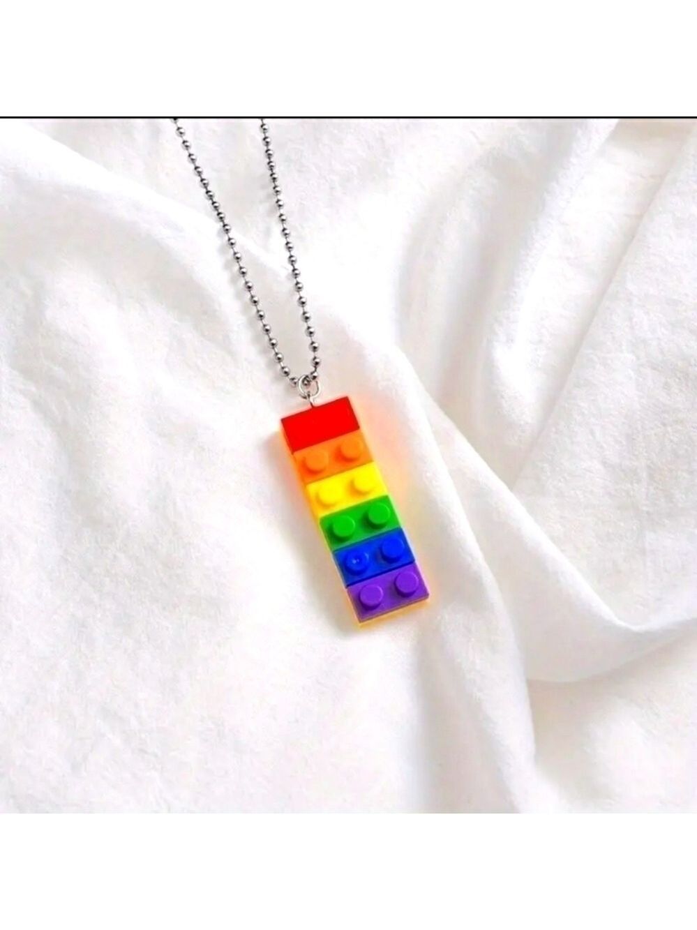 1 Rainbow Blocks Pendant Necklace, Pride, LGBTQIA